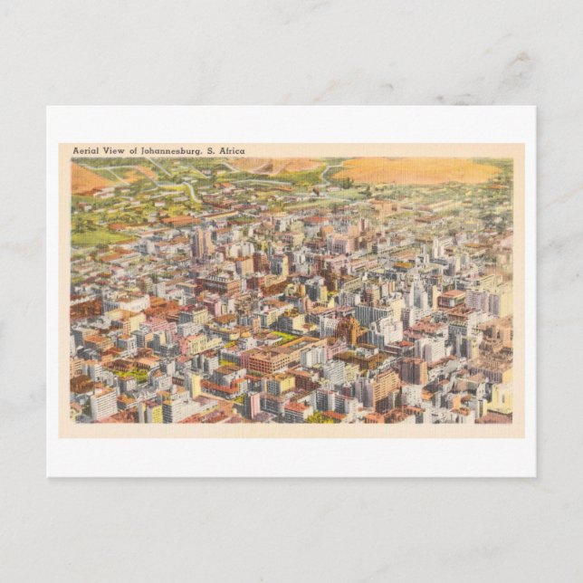 Vintage flygbild över Johannesburg Vykort (Framsida)