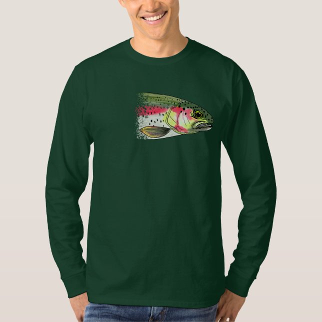 Vintage Flygfiske Regnbåge Trout T-Shirt (Framsida)
