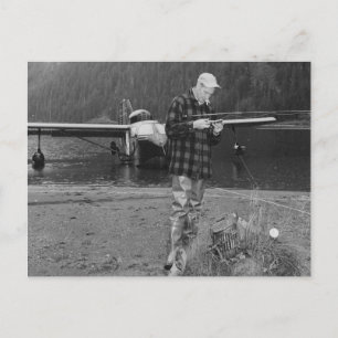 Vintage Flygfiske Sjö flygplan Vykort