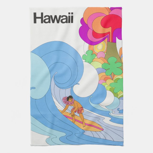 Vintage Flyglinje Hawaii Travel Kökshandduk (Vertikal)
