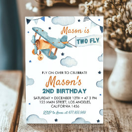 Vintage Flygplan 2-års Födelsedagsinbjudan Inbjudningar