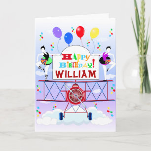 Vintage Flygplan Acrobats Bubons Birthdays Kort