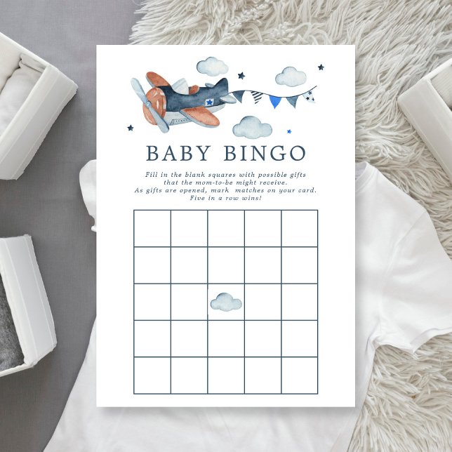 Vintage flygplan akvarell baby bingo inbjudan (Skapare uppladdad)