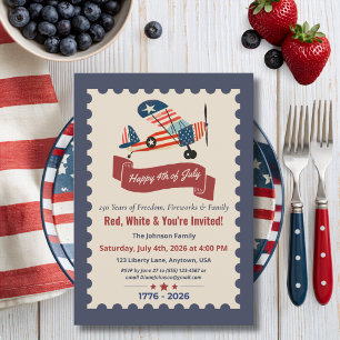Vintage flygplan Amerika 250-årsjubileum 4 juli Inbjudningar