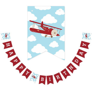 Vintage Flygplan Banderoll Flaggor Banner Red på f