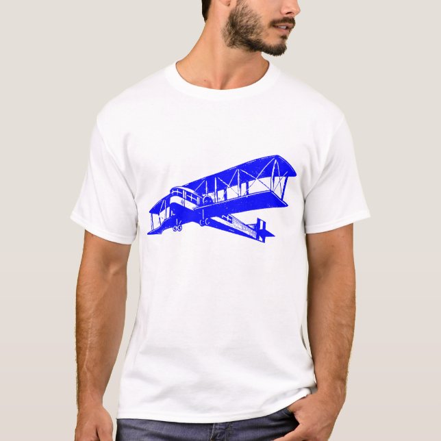 Vintage Flygplan - blå Tee Shirt (Framsida)