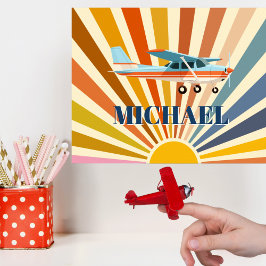 Vintage flygplan Cessna Retro Solnedgång Anpassad Poster