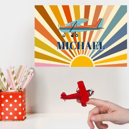 Vintage flygplan Cessna Retro Solnedgång Anpassad Poster