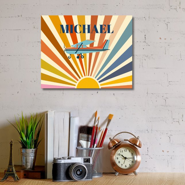 Vintage Flygplan Cessna Retro Solnedgång Custom Poster (Skapare uppladdad)