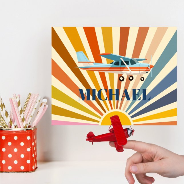 Vintage Flygplan Cessna Retro Solnedgång Custom Poster (Skapare uppladdad)
