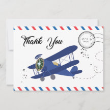 Vintage Flygplan Flygplan Blue Baby Shower Tack