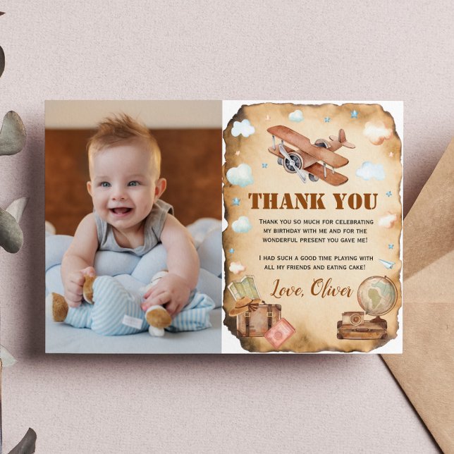 Vintage Flygplan Födelsedags Foto Tackkort Tack Kort (Skapare uppladdad)