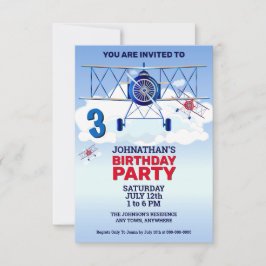 Vintage Flygplan Födelsedagsfest inbjudan