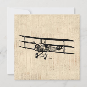 Vintage Flygplan Gamla antika Flygplan illustratio Kort