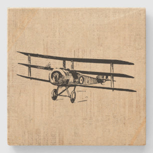 Vintage Flygplan Gammal antik Flygplan illustratio Stenunderlägg