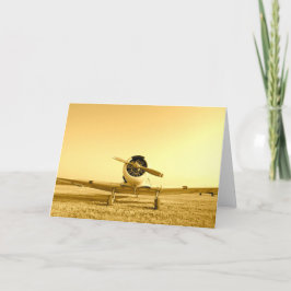 Vintage Flygplan Golden Gult Kort