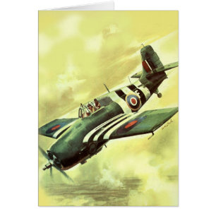 Vintage Flygplan Hälsningskort