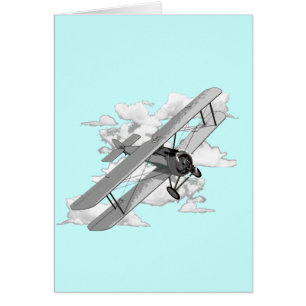 Vintage Flygplan Hälsningskort