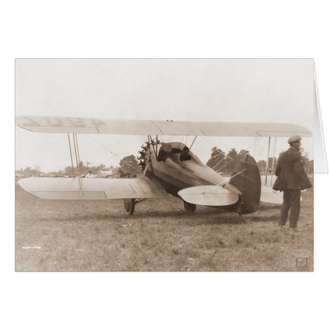 Vintage Flygplan Hälsningskort (Framsidan Horizontal)