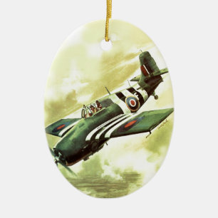 Vintage Flygplan Julgransprydnad Keramik