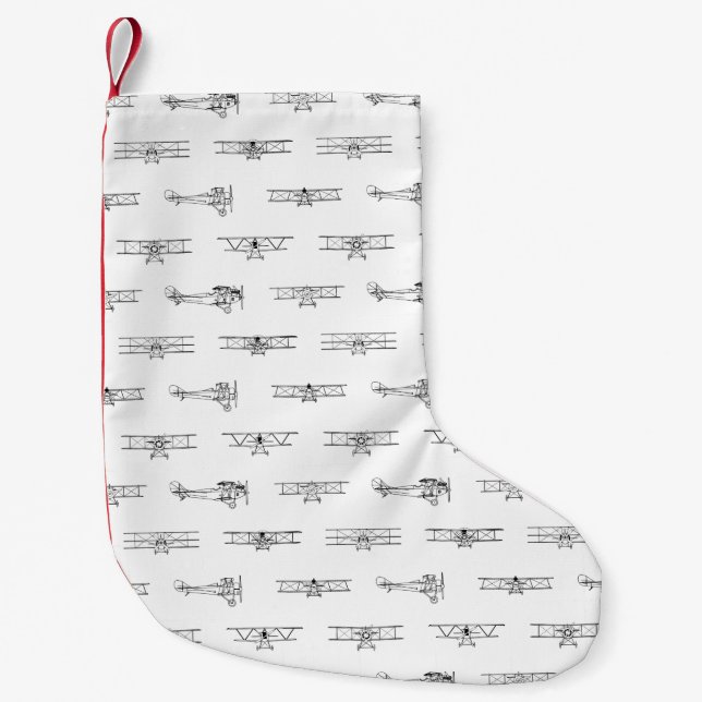 Vintage Flygplan Luftfartsskydd, FÄRG ANPASSNINGSB Liten Julstrumpa (Framsidan)