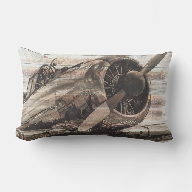 Vintage flygplan lumbarkudde (Framsida)