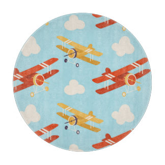 Vintage Flygplan moln Bakgrund Mönster