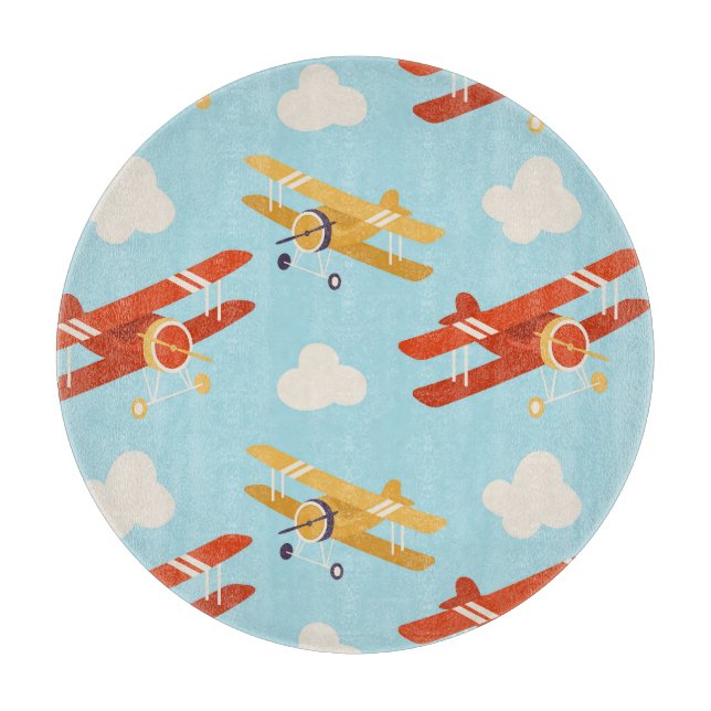 Vintage Flygplan moln Bakgrund Mönster (Framsidan)
