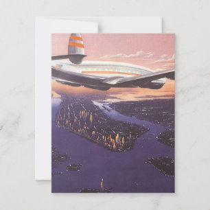 Vintage Flygplan över Hudson River, New York City