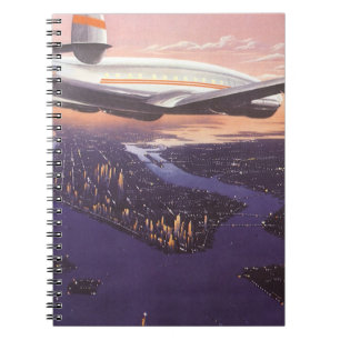 Vintage Flygplan över Hudson River, New York City Anteckningsbok