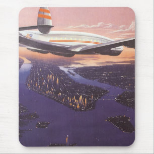 Vintage Flygplan över Hudson River, New York City Musmatta