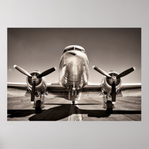 vintage flygplan på bana poster