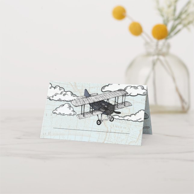 Vintage flygplan | Resefest Placeringskort (Framsida)