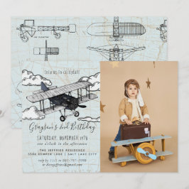Vintage flygplan | Resefödelsedagsfest Inbjudningar