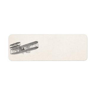 Vintage Flygplan Retro Gamla biplan Flygplan Returadress Etikett