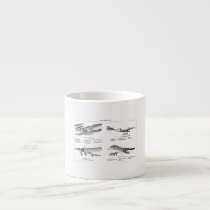 Vintage flygplan Retro gammalt dubbeldäckare Antik Espressomugg