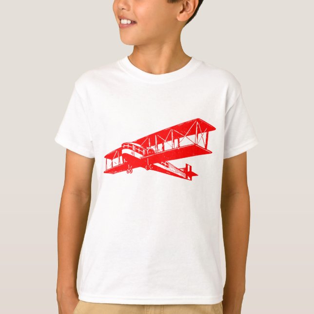 Vintage Flygplan - Röd T Shirt (Framsida)