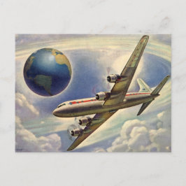 Vintage Flygplan runt jorden, förändring av Adress Meddelande Vykort
