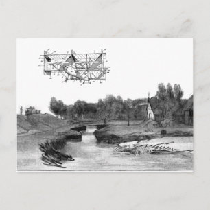 Vintage Flygplan som flyger Maskin Art Teckning Vykort