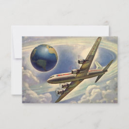 Vintage Flygplan som flyger över världsomspännande Inbjudningar