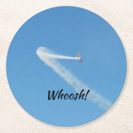 Vintage Flygplan som flyger Pappert Underlägg Papper Rund