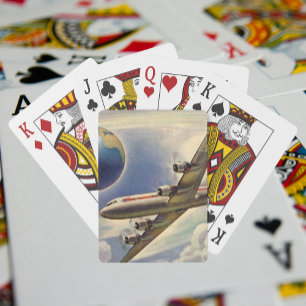Vintage Flygplan som flyger Värld runt i moln Casinokort