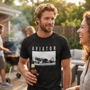 Vintage flygplan svart och vitt flygfoto t shirt