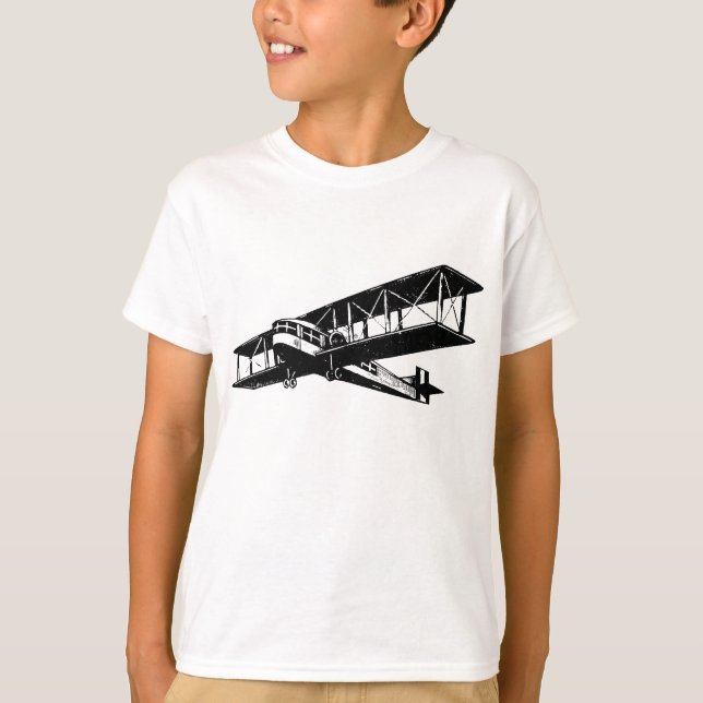 Vintage Flygplan - svart Tee Shirt (Framsida)