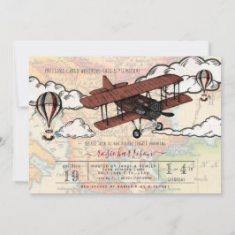 Vintage Flygplan | Travel Baby Shower Inbjudningar