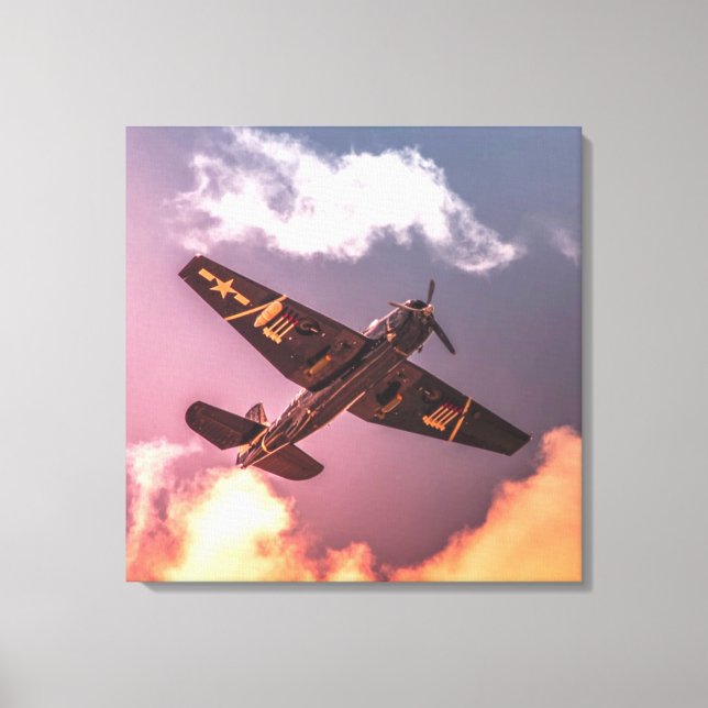 Vintage flygplan vacker Himlar Canvastryck (Framsida)