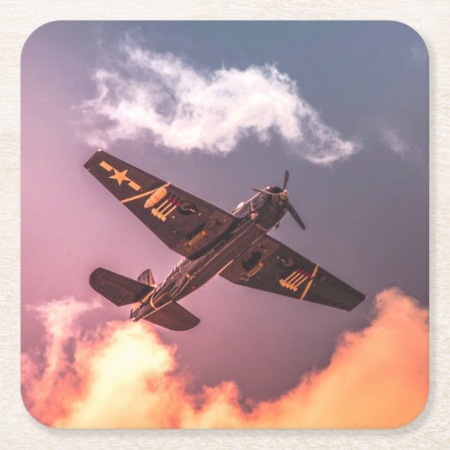 Vintage flygplan vacker Himlar Underlägg Papper Kvadrat (Framsidan)