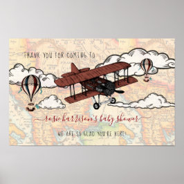 Vintage Flygplan | Välkomsthälsning för resebabysk Poster