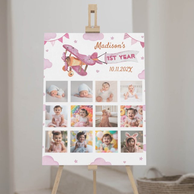 Vintage Flygplanets födelsedag - fotmilstolpe Post Poster (Skapare uppladdad)