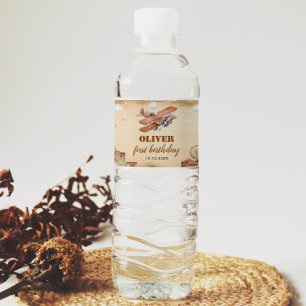 Vintage Flygplanets födelsedagsetikett Vattenflask Vattenflaskor Etikett